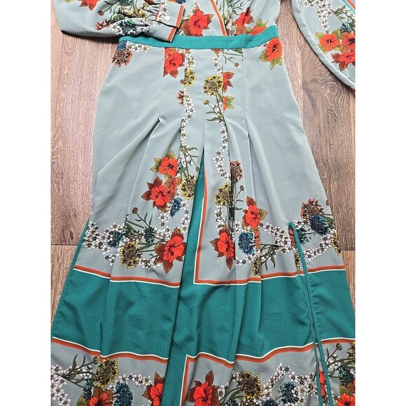 Sandro Paris Women's Maxi Dress Womens 38 US 6 Medium Green Floral - Picture 3 of 13